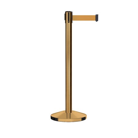Montour Line Stanchion Belt Barrier Sat.Brass Post 13ft. Brown Belt ES400-SB-BN-130